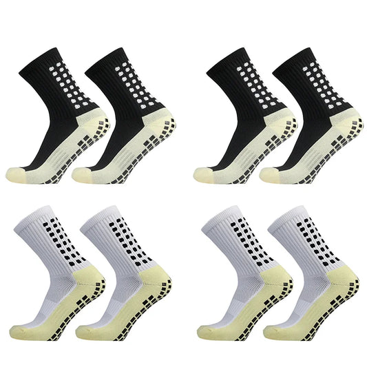 Bamboo Anti Slip Soccer Socks - 4 Pairs Non Slip