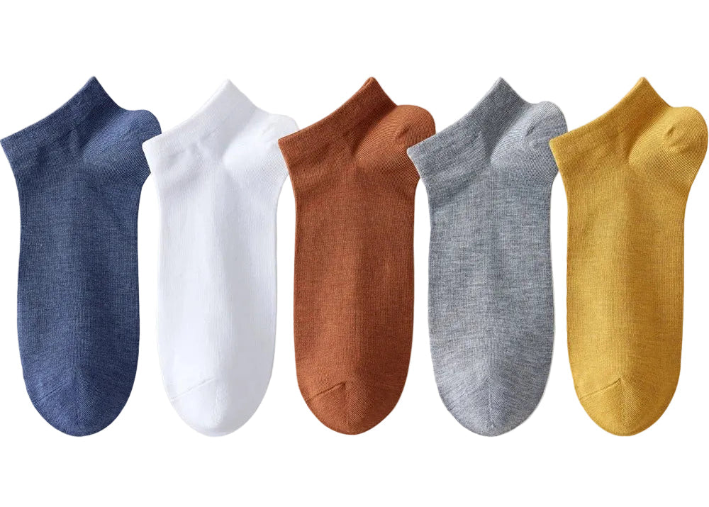 5 Pairs Mens Bamboo Fiber Ankle Socks Thin Breathable Antibacterial