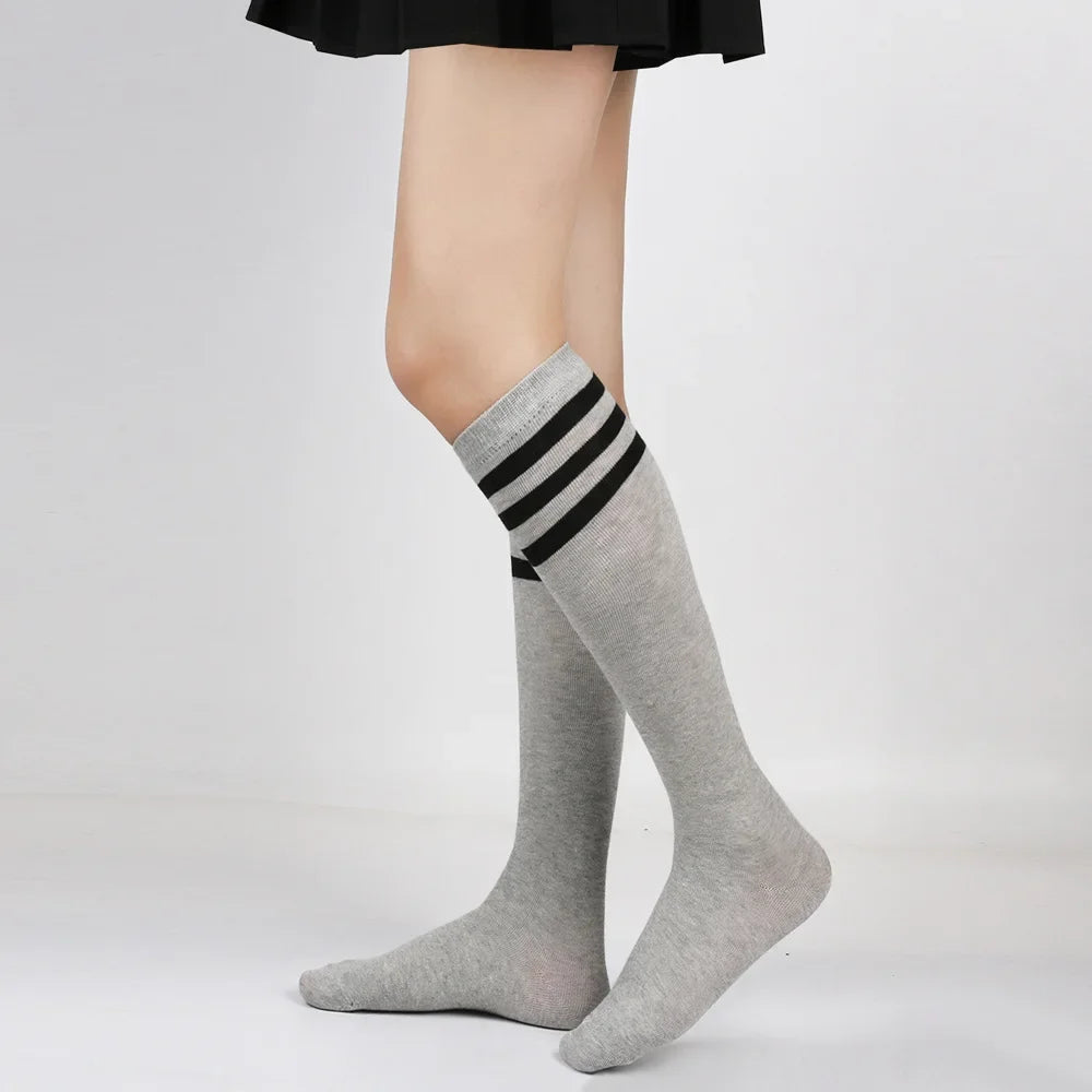 Women's Striped Knee High Bamboo Cotton Socks