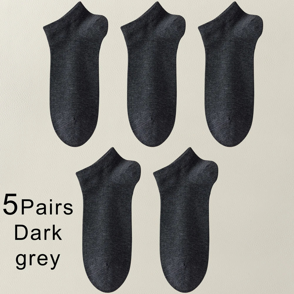 5 Pairs Mens Bamboo Fiber Ankle Socks Thin Breathable Antibacterial