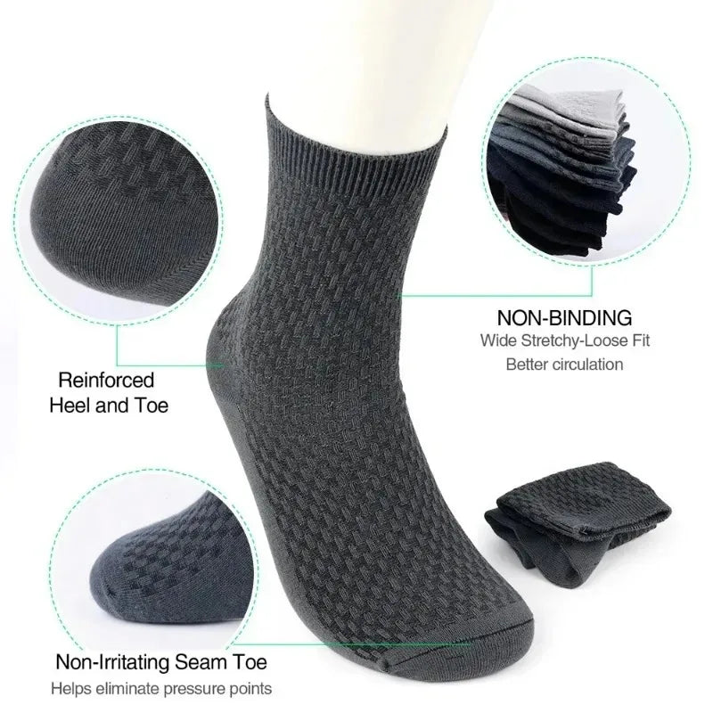 Mens Bamboo Fiber Deodorant High Tube Breathable Dress Socks One Size