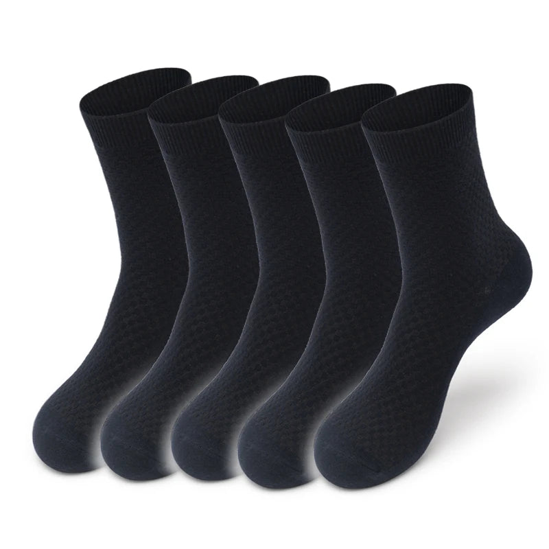Men Bamboo Fiber Socks 5 Pairs Classic Business Casual Socks