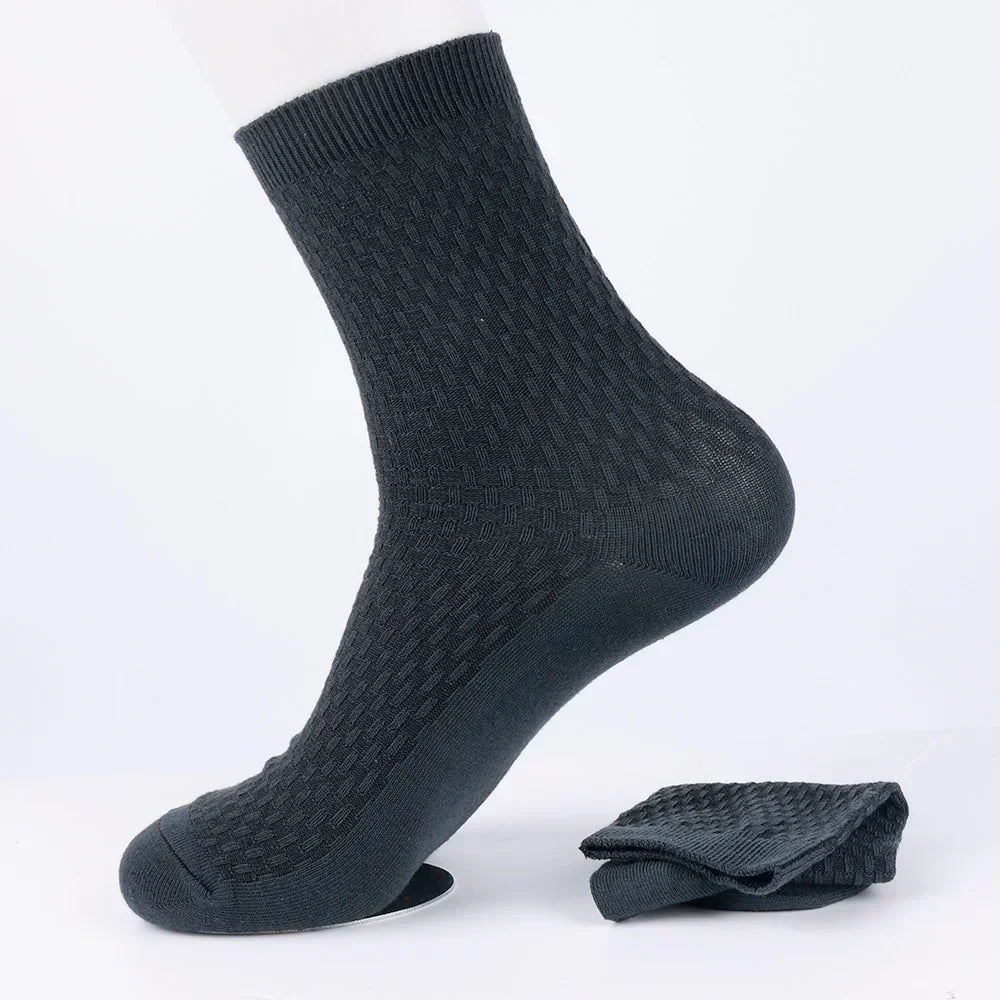 Mens Bamboo Fiber Deodorant High Tube Breathable Dress Socks One Size