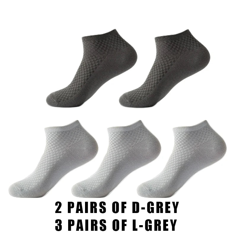 5 Pairs Men Bamboo Fiber Short Socks Breathable Casual Ankle Low Cut