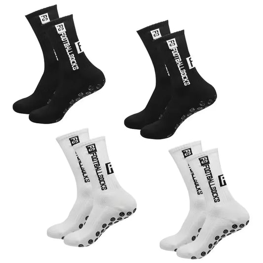 Men's Bamboo Soccer Socks With Non Slip Gripper Pads - 4 Pairs