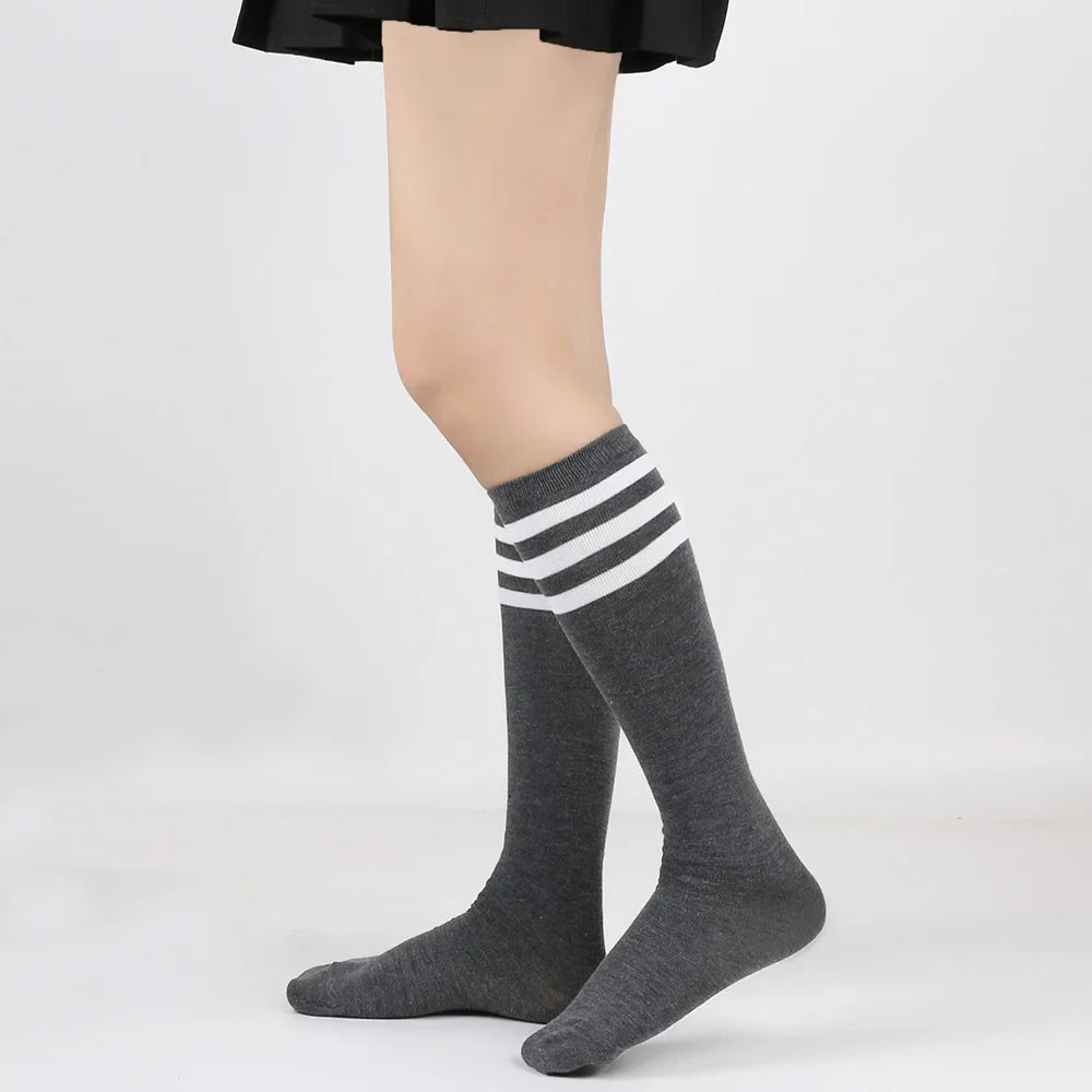 Women's Striped Knee High Bamboo Cotton Socks