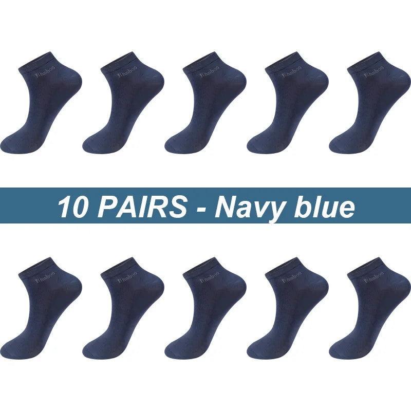 Men's Bamboo Fiber Socks 10 Pairs Breathable Ankle Antibacterial EU38-45 US6-11