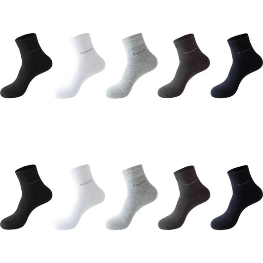 10 Pairs Bamboo Fiber Socks - Mens Casual Business Antibacterial Breathable