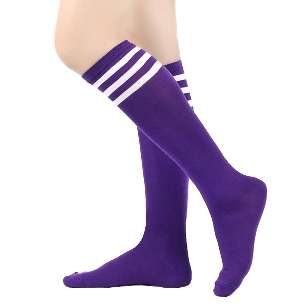 Women's Striped Knee High Bamboo Cotton Socks