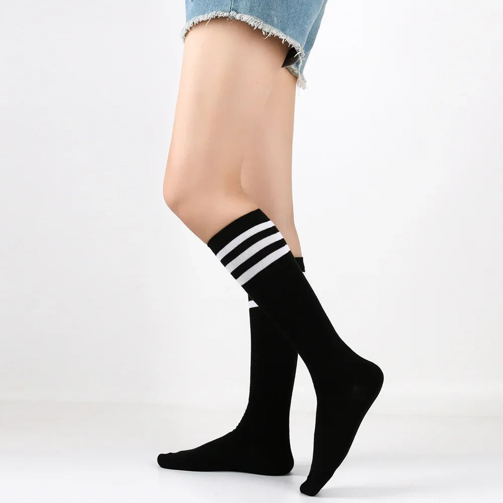 Women's Striped Knee High Bamboo Cotton Socks