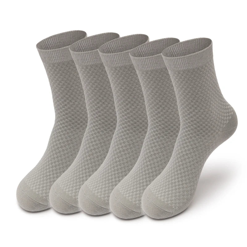 Men Bamboo Fiber Socks 5 Pairs Classic Business Casual Socks