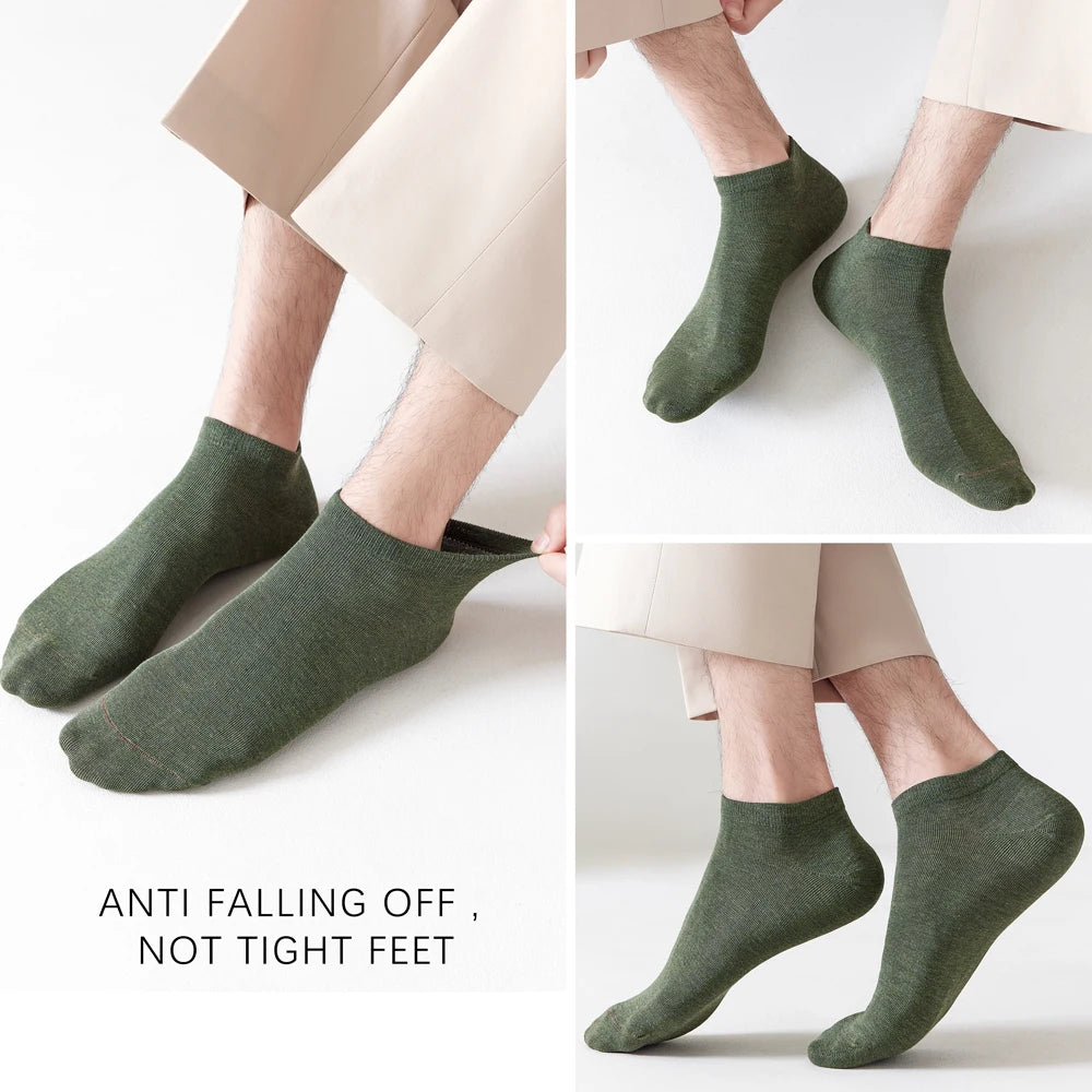 5 Pairs Mens Bamboo Fiber Ankle Socks Thin Breathable Antibacterial