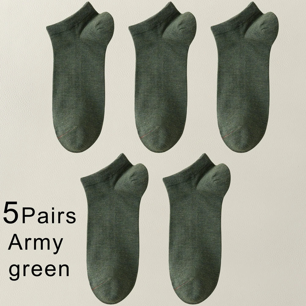 5 Pairs Mens Bamboo Fiber Ankle Socks Thin Breathable Antibacterial