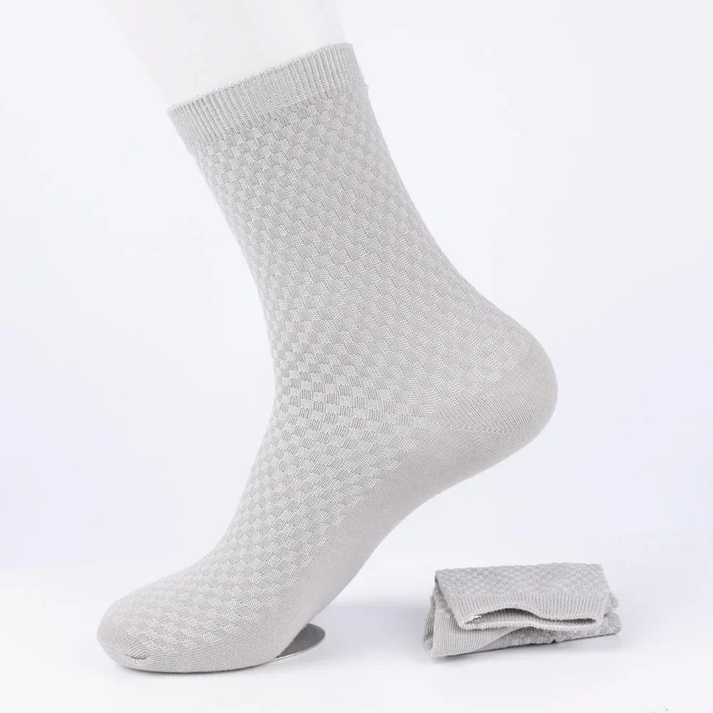 Mens Bamboo Fiber Deodorant High Tube Breathable Dress Socks One Size