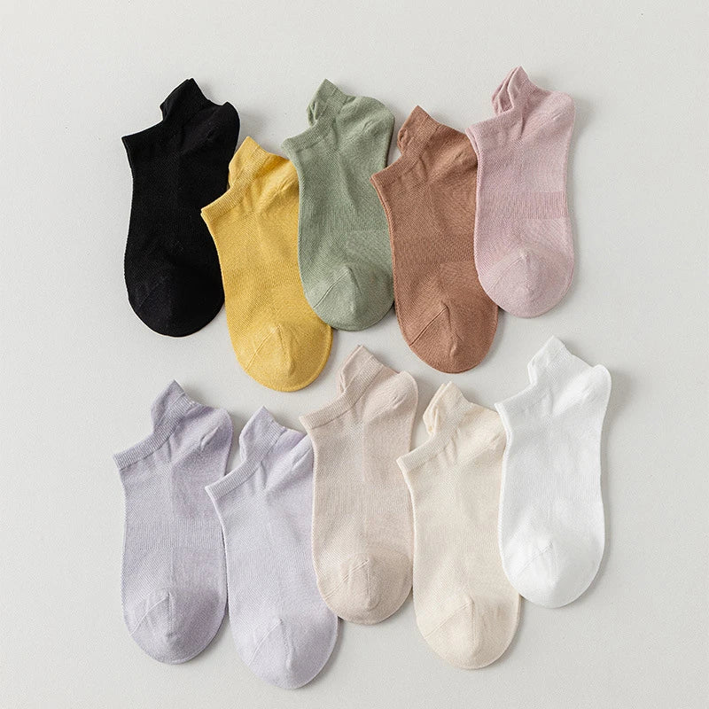 Bamboo Fiber No Show Socks - Thin Short Solid Color