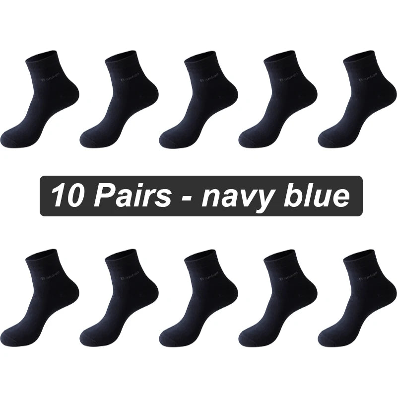 10 Pairs Bamboo Fiber Socks Mens Casual Business Antibacterial Breathable Quality