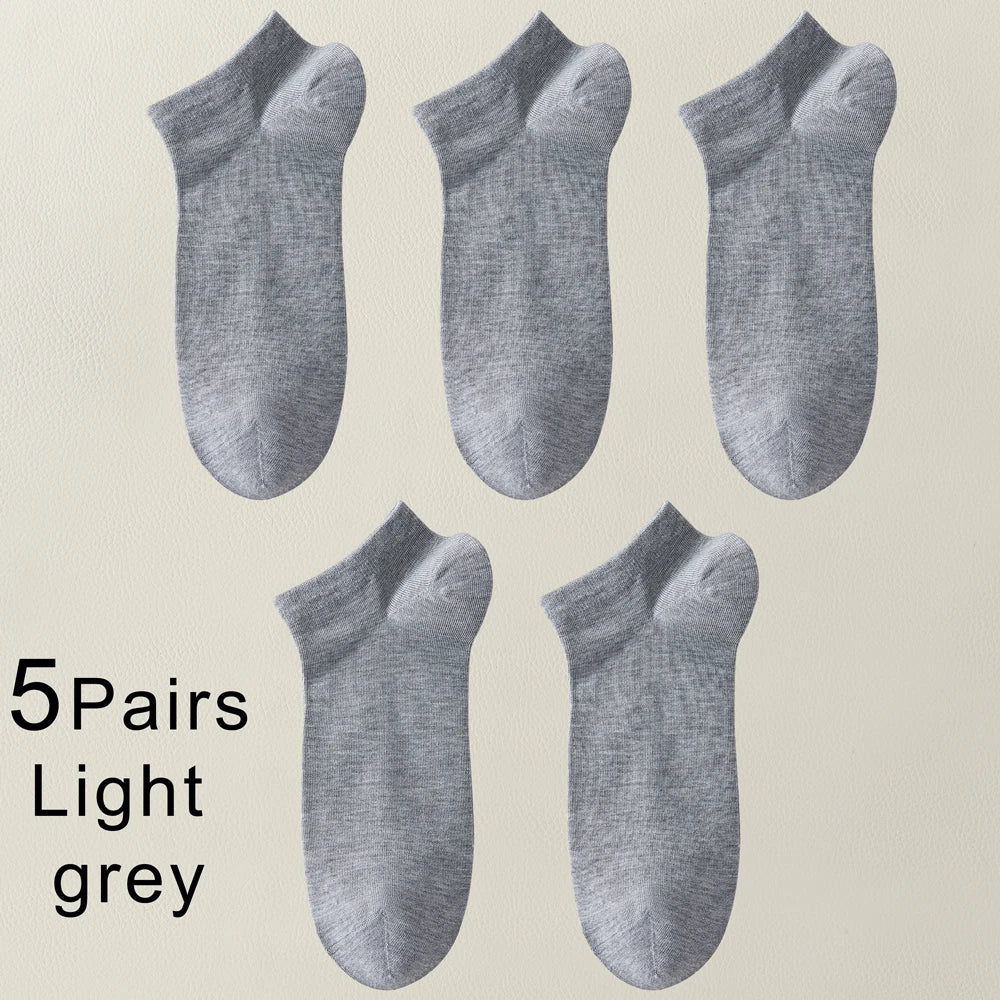 5 Pairs Mens Bamboo Fiber Ankle Socks Thin Breathable Antibacterial