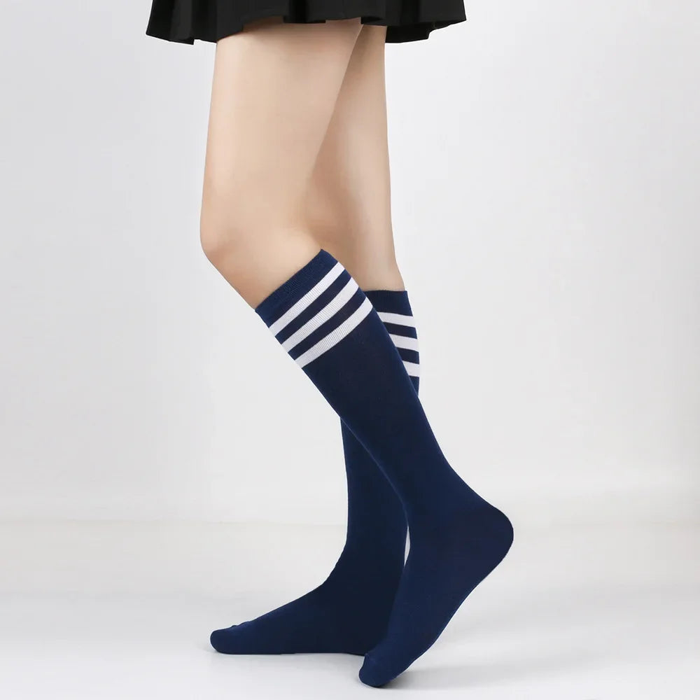 Women's Striped Knee High Bamboo Cotton Socks