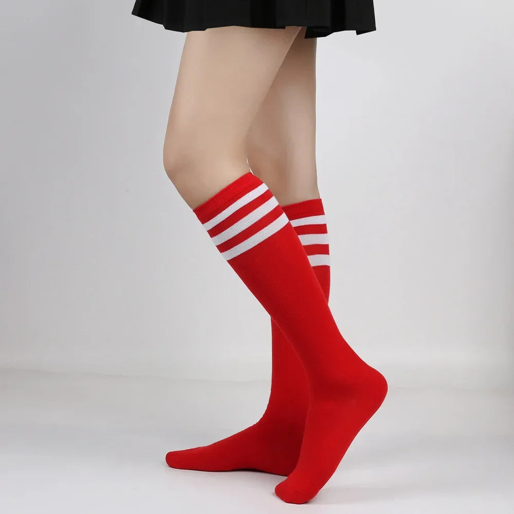 Women's Striped Knee High Bamboo Cotton Socks