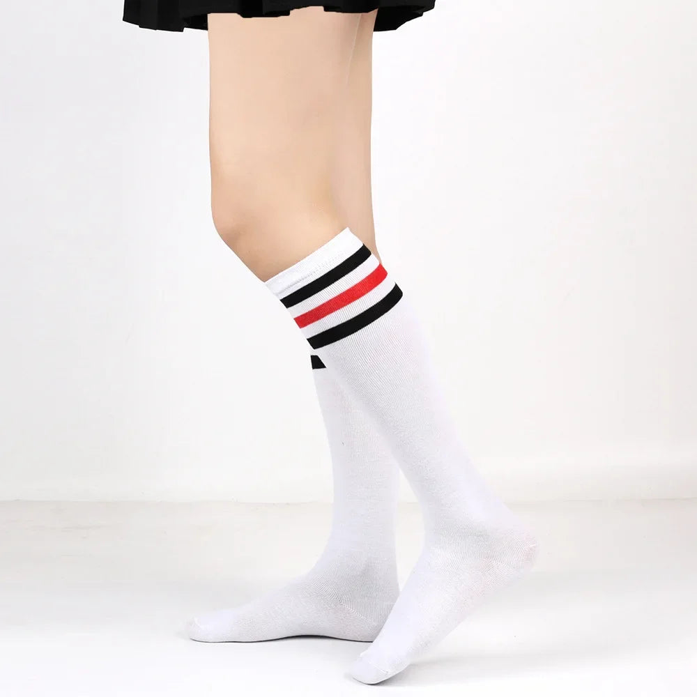 Women's Striped Knee High Bamboo Cotton Socks