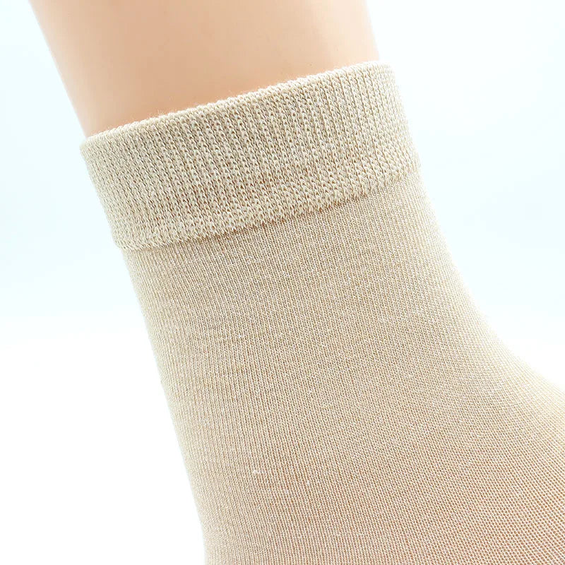 10 Pack Women's Bamboo Fiber Socks Retro Solid Color Casual Black Socks