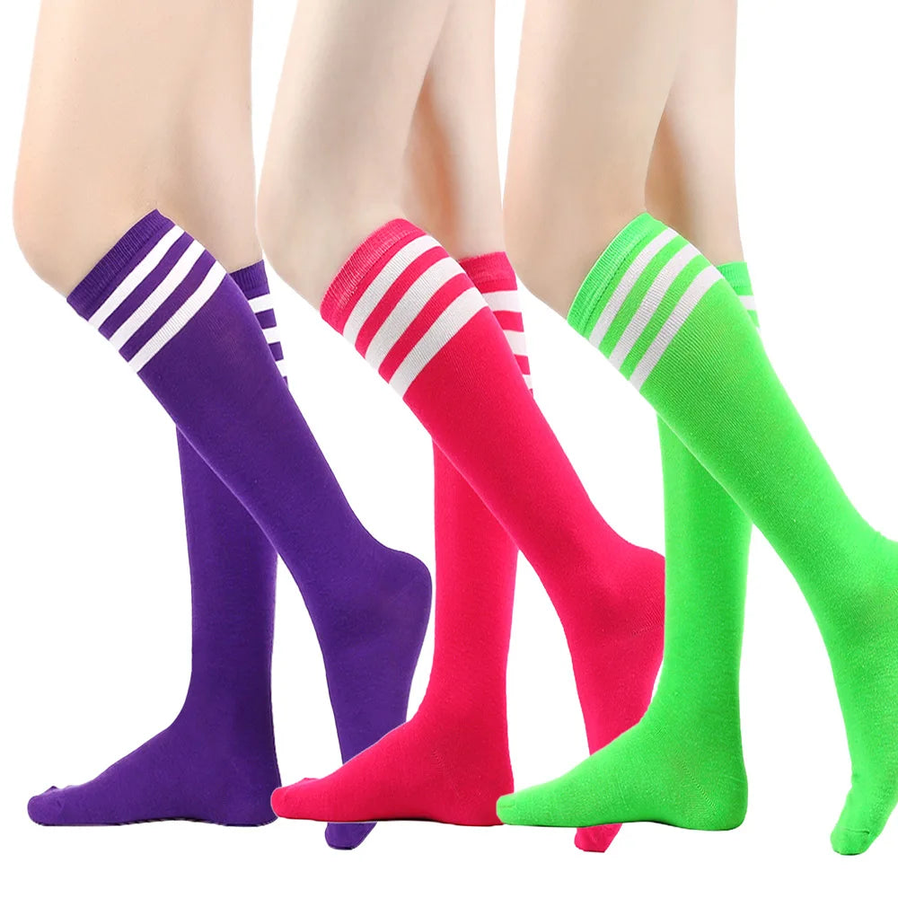 Women's Striped Knee High Bamboo Cotton Socks