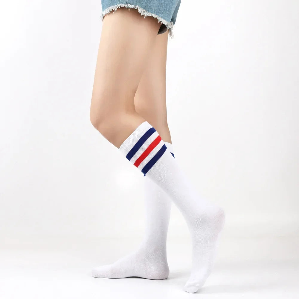 Women's Striped Knee High Bamboo Cotton Socks