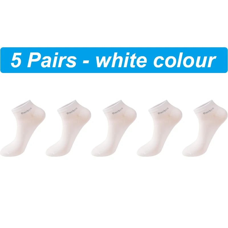Mens Bamboo Fiber Ankle Socks 5 Pairs Breathable Antibacterial