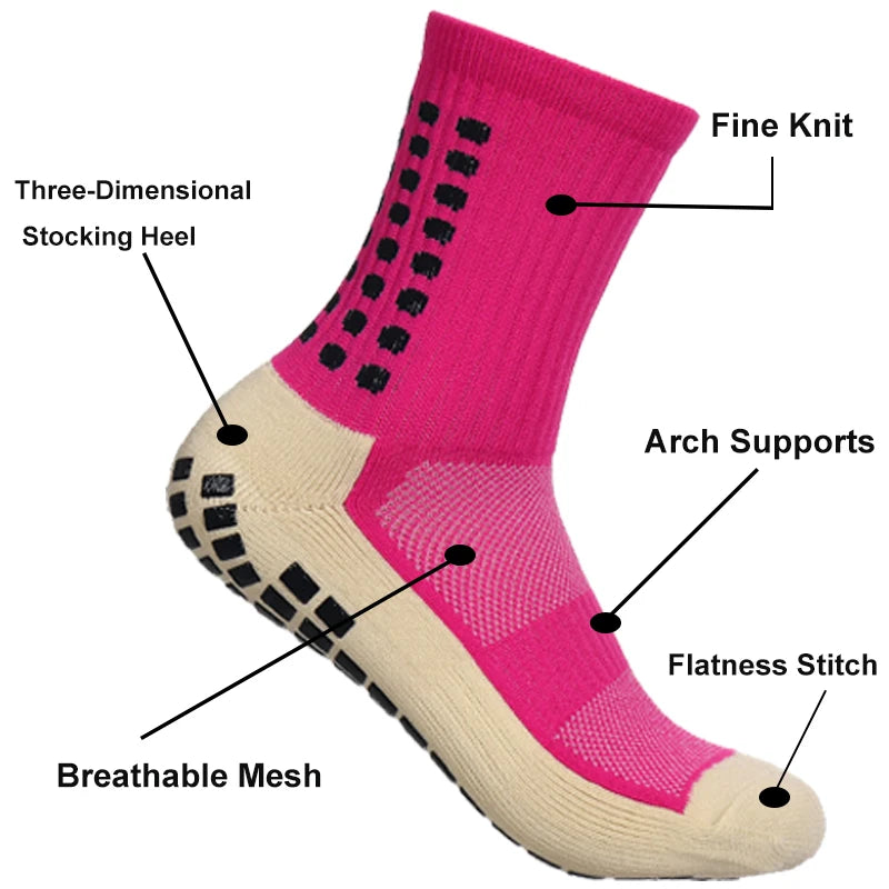 Men's Anti Slip Bamboo Grip Pad Sports Socks - Mid Calf