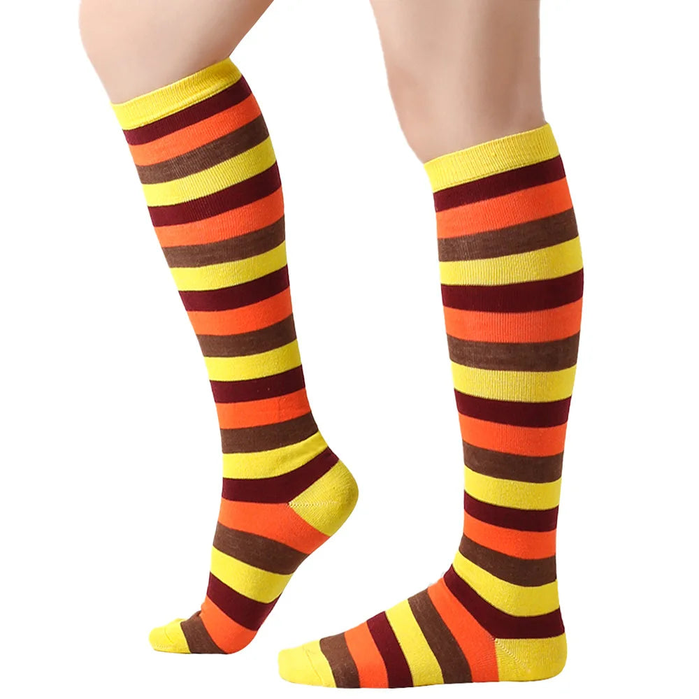 Women's Striped Knee High Bamboo Cotton Socks