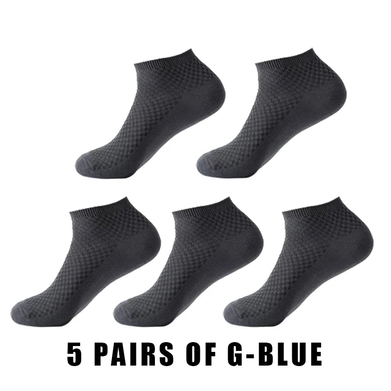 5 Pairs Men Bamboo Fiber Short Socks Breathable Casual Ankle Low Cut