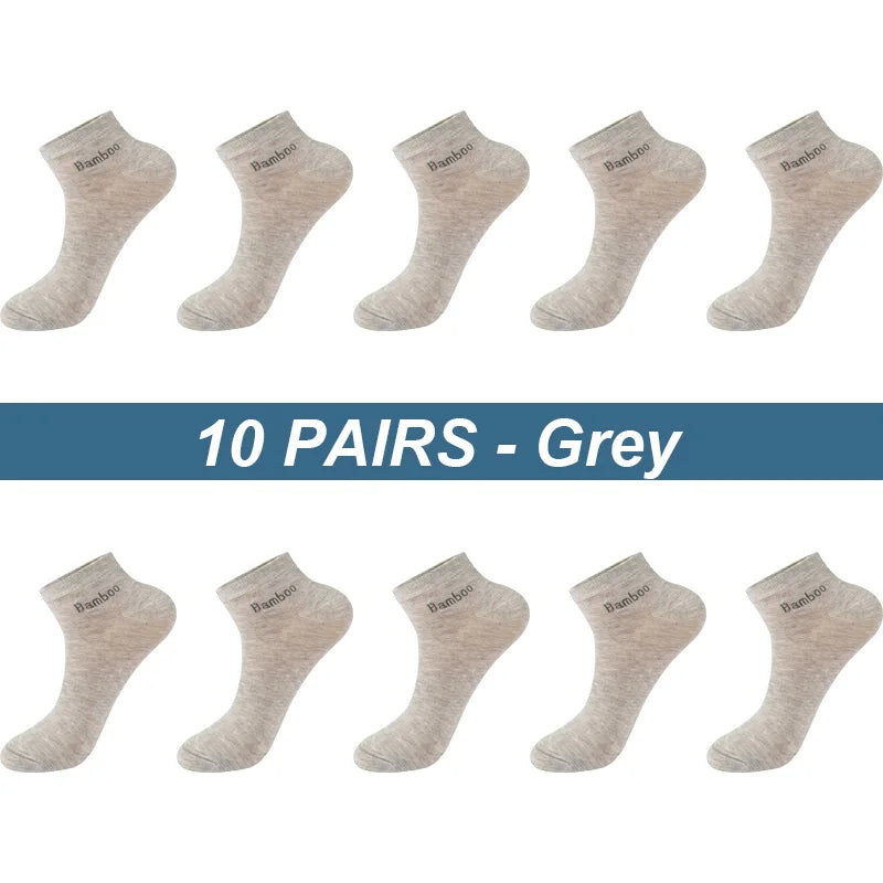 Men's Bamboo Fiber Socks 10 Pairs Breathable Ankle Antibacterial EU38-45 US6-11