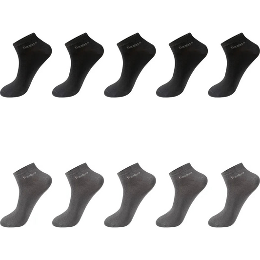 10-Pack Men's Bamboo Fiber Ankle Socks - Breathable Antibacterial
