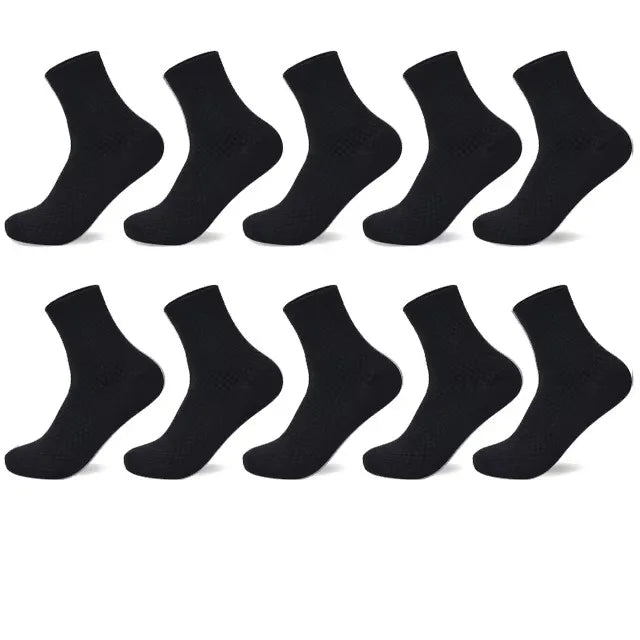 Pack of 10 black cotton socks, ideal for daily wear, soft and comfortable for all-day use.
