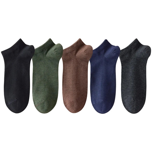 5 Pairs Unisex Bamboo Fiber Ankle Socks - Thin Breathable Antibacterial