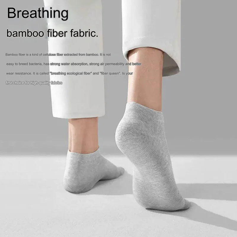 10 Pairs Mens Bamboo Fiber Ankle Socks Breathable Summer Black Boat Socks