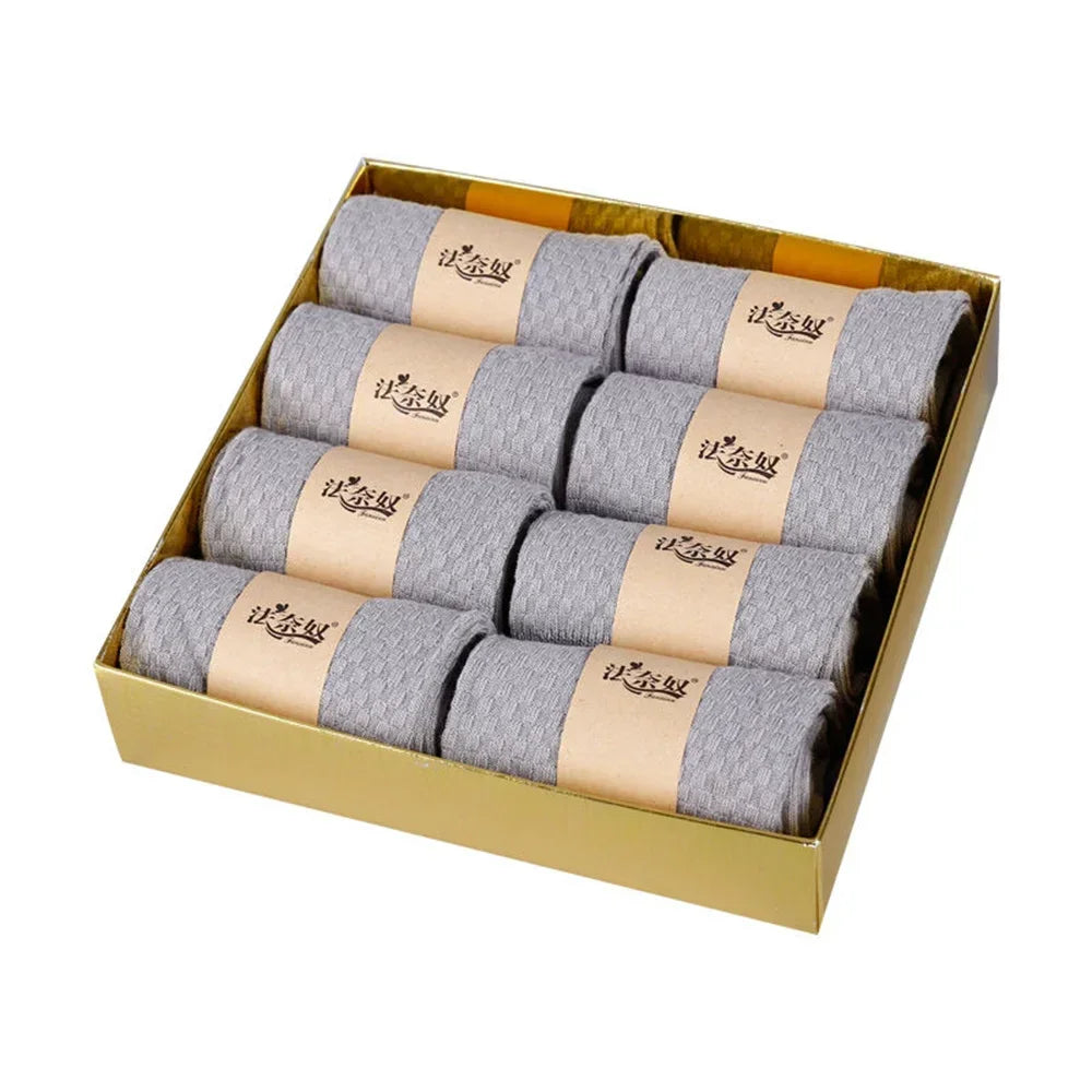 Bamboo Fiber Socks For Men 8 Pairs Pack Breathable Anti Sweat Casual Size 38 44