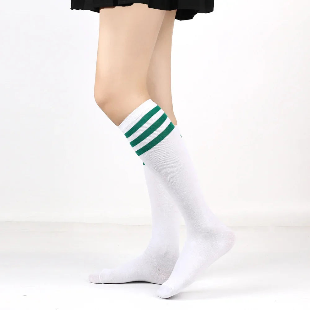 Women's Striped Knee High Bamboo Cotton Socks