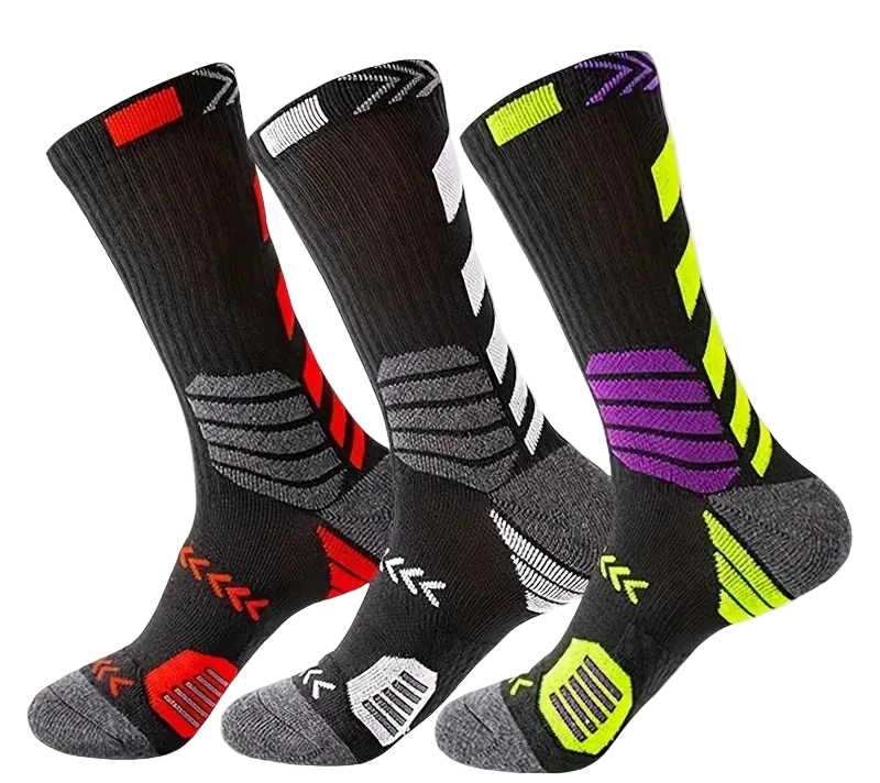 3 Pairs Athletic Bamboo Running Compression Socks - Breathable Mesh