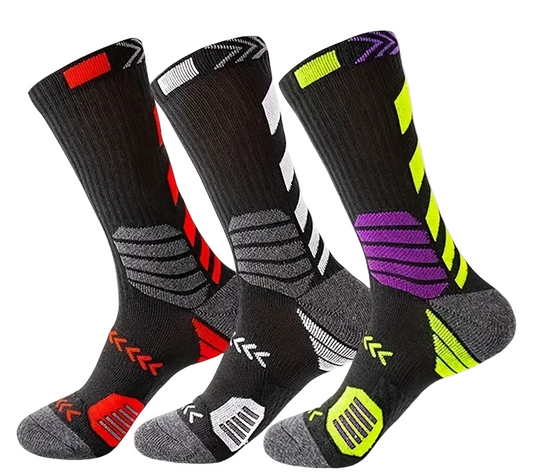 3 Pairs Athletic Bamboo Running Compression Socks - Breathable Mesh
