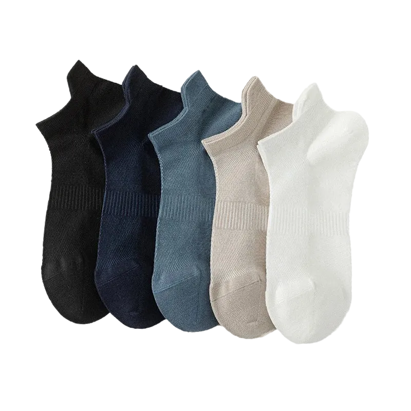 Mens Bamboo Fiber Breathable Ankle Socks - 5 Pairs