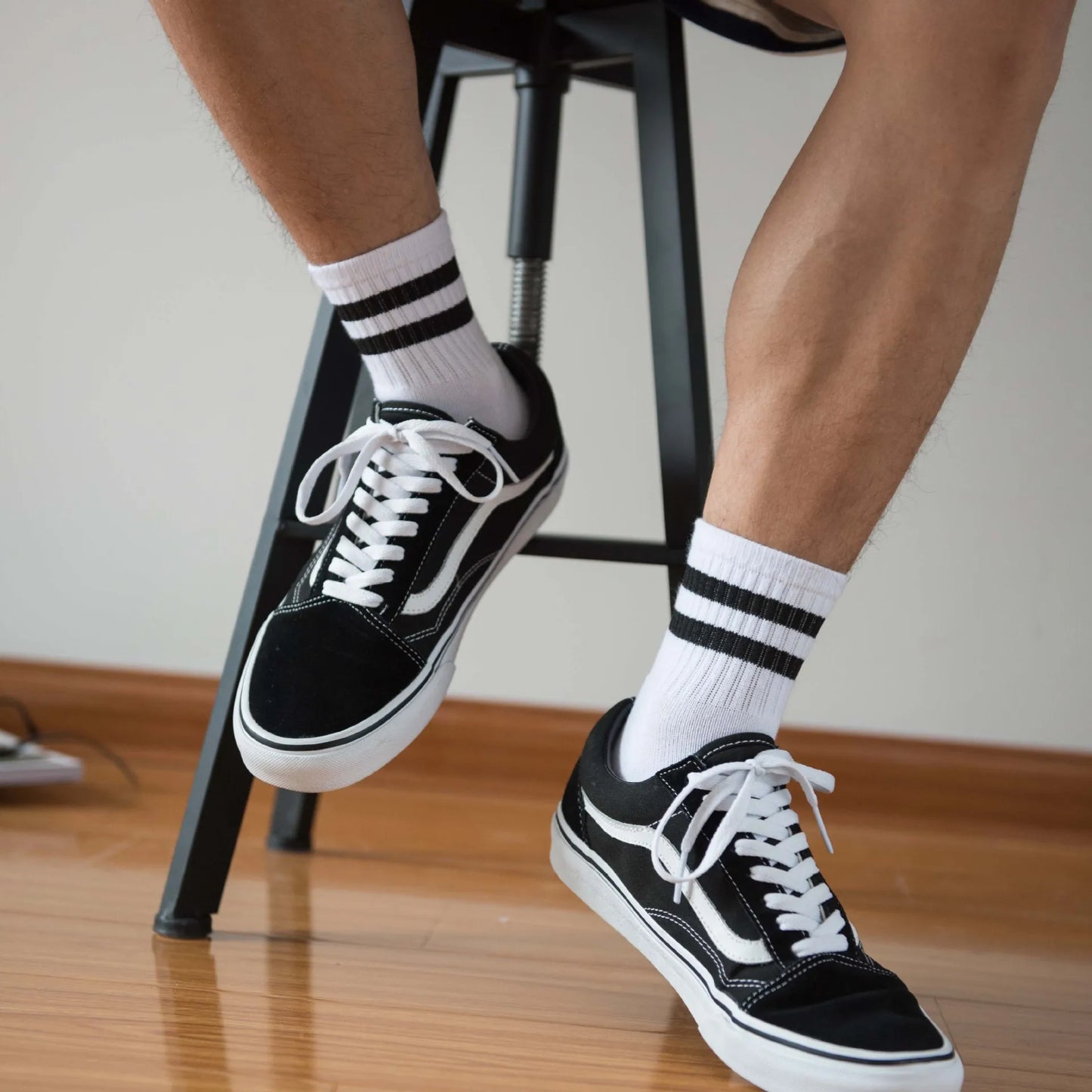 Vintage Two Stripe Bamboo Cotton Ankle Socks