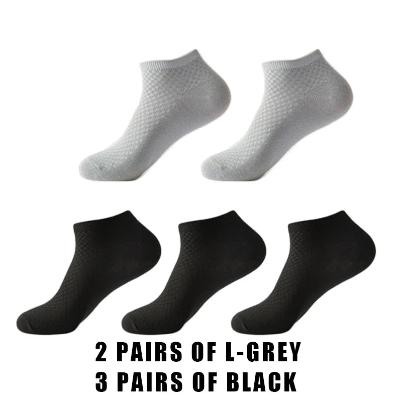5 Pairs Men Bamboo Fiber Short Socks Breathable Casual Ankle Low Cut